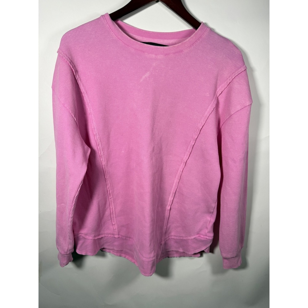 SUNNY SIDE BY SUNDRY Pink Waffle Knit Diagonal Seam Sweatshirt‎ Top L